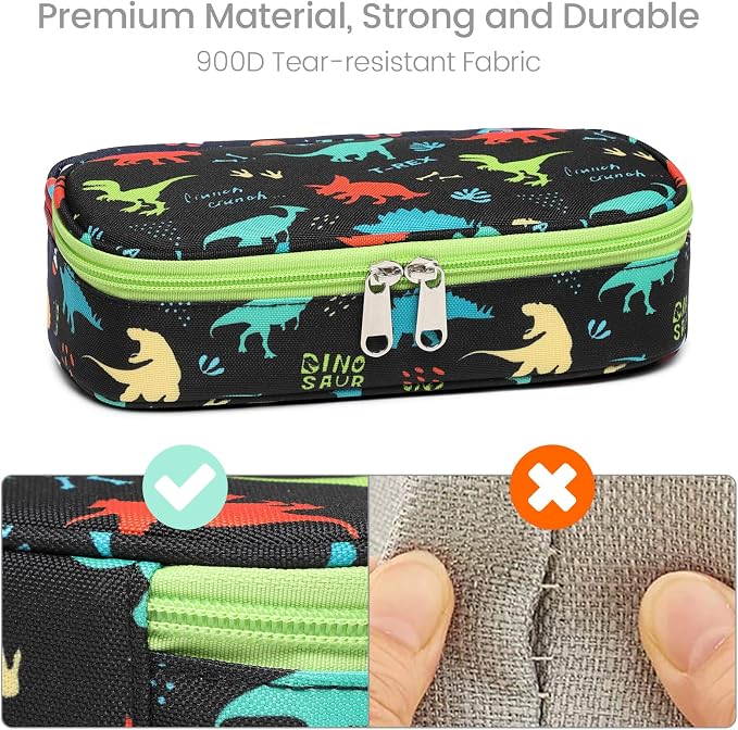 Cambond Pencil Case for Boys - School Pencil Pouch, Black Dinosaur | Cute Pencil Case for Kids Big Capacity Organizer Bag for Staionary, Aesthetic School Supplies Boys, Water-Resistent Pen Bag