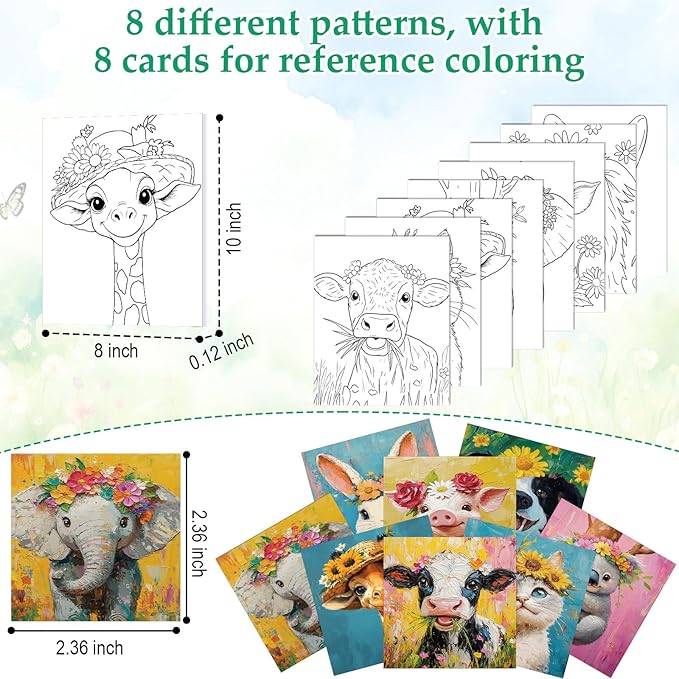 Cholemy 36 Pcs Paint and Sip Kit for Adults 8''x10'' Pre Drawn Canvas for Painting DIY Afro Acrylic Painting Kit Wood Easel Brushes Date Night Bulk for Father's Day Party Gifts(Flower Animals)