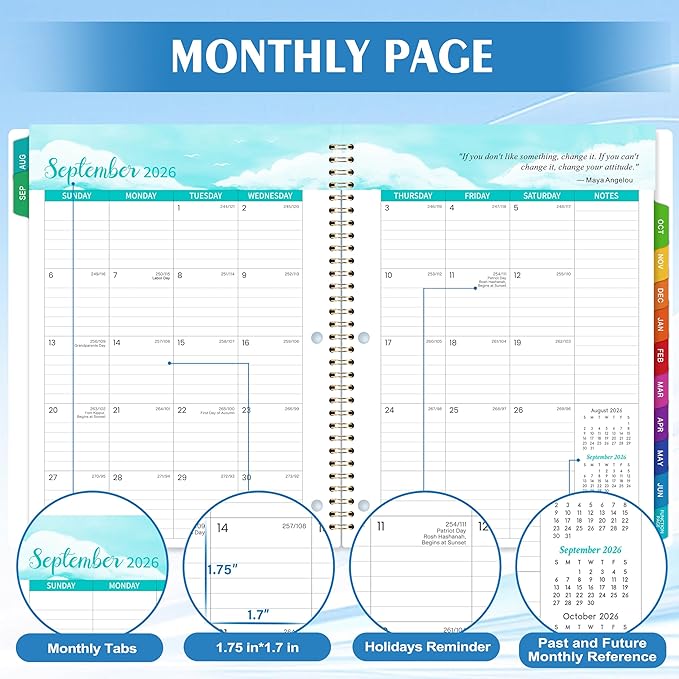 Student Planner 2026-2027 - Monthly and Weekly School Planner 2026-2027 with Colorful Tabs & Stickers, Aug. 2026 - June 2027, 9" x 11", Academic Planners - Blue