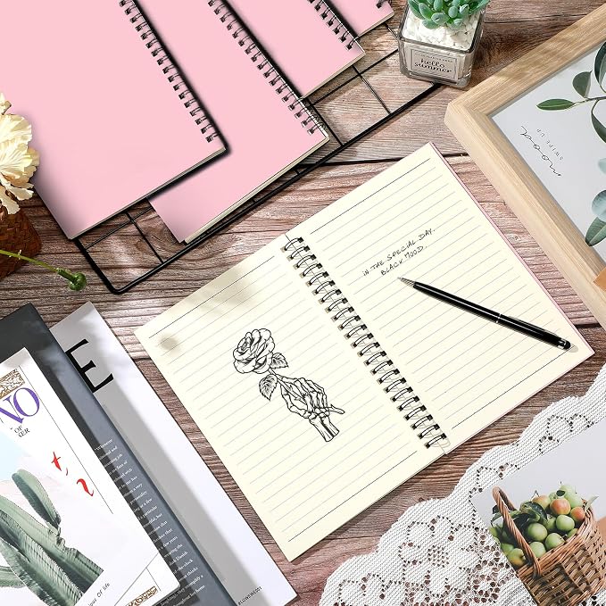 Yahenda 18 Pcs Spiral Notebooks, 1 Subject, Wide Ruled, Pink