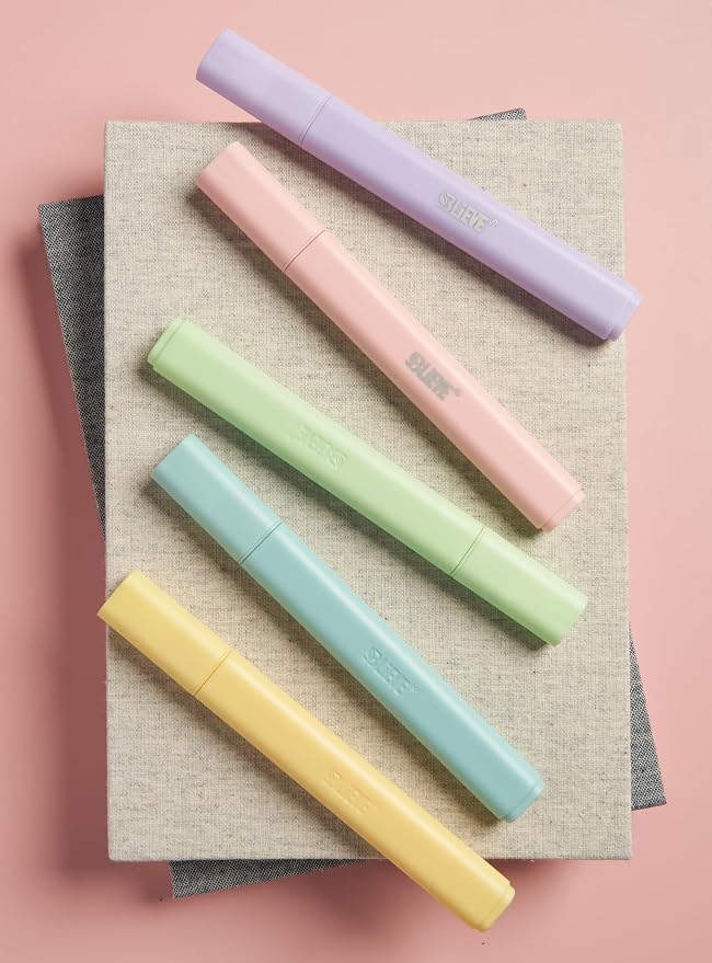 BLIEVE Bible Highlighters No Bleed Through, Chisel Tip, 5 Pack | No Smear, Quick-Dry, Aesthetic Cute Pastel Colors For Bible & Journaling (Candy Edition)