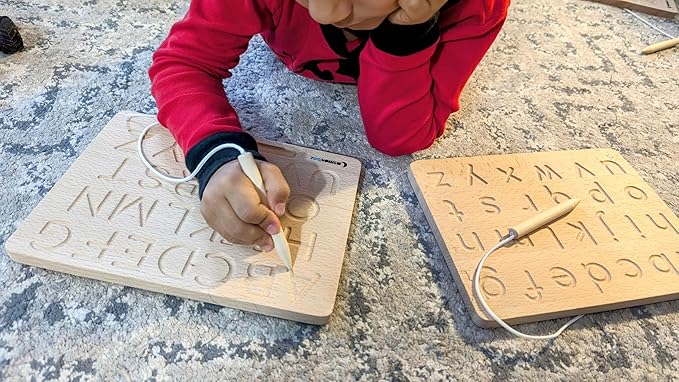 Montessori Alphabet Tracing Board | ABC + ABC| Lowercase + Uppercase Double Sided | ABC Letters| Alphabet Learning Toys 3+ Year Old Toddler Writing Tools Preschool Classroom Must Haves