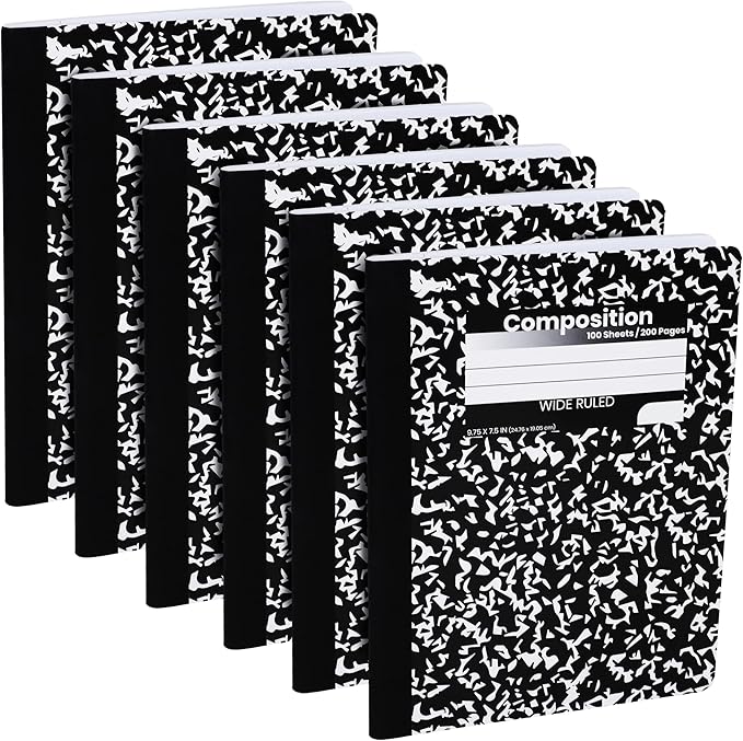 Composition Notebooks, Wide Ruled Paper Writing Journals, Marble Cover Composition Books, 100 Sheets, School Notebooks, School Supply Notebooks Bulk, Student Journal Notebooks Bulk, School & Office