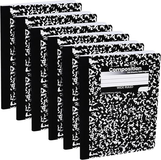 Composition Notebooks, Wide Ruled Paper Writing Journals, Marble Cover Composition Books, 100 Sheets, School Notebooks, School Supply Notebooks Bulk, Student Journal Notebooks Bulk, School & Office