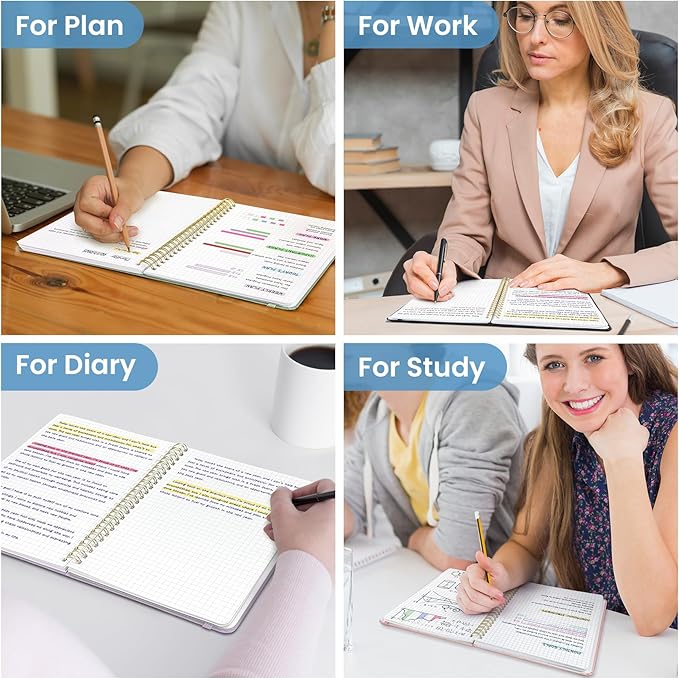 Taja Graph Spiral Journal Notebook for Women & Men, 140 Pages, Graph Paper Hardcover Notebook for Planning & Tracking, Journals for Graphing, A5(5.7" x 7.9") – Blue