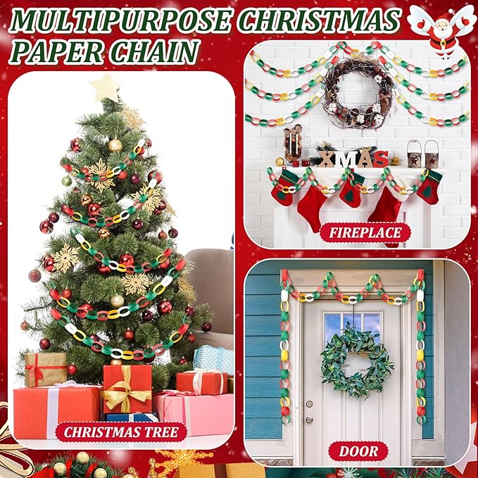 Lincia 600 Sheet Paper Chain Garland Strips 1x8 Inch with Double Sided Tape, DIY Construction Paper Chains for Birthday Wedding Holiday Party Decorations, Crafts Supplies (Primary Colors)