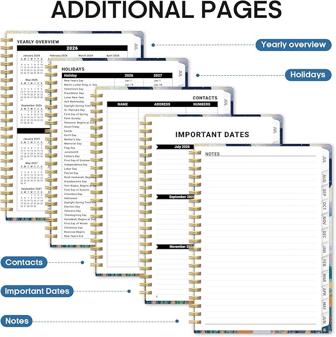 Planner 2026–2027, Academic Monthly Weekly Spiral Calendar, July 2026 – June 2027, Hardcover Agenda Notebook with Tabs, 6.3" x 8.5", Perfect for Students, Teachers, School & Daily Planning - Submerged Dalmatians
