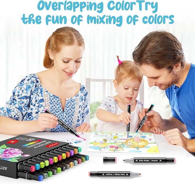 24 Colors Alcohol Markers, Dual Tip Art Markers, Perfect for Beginner, Drawing, Sketching, Illustration