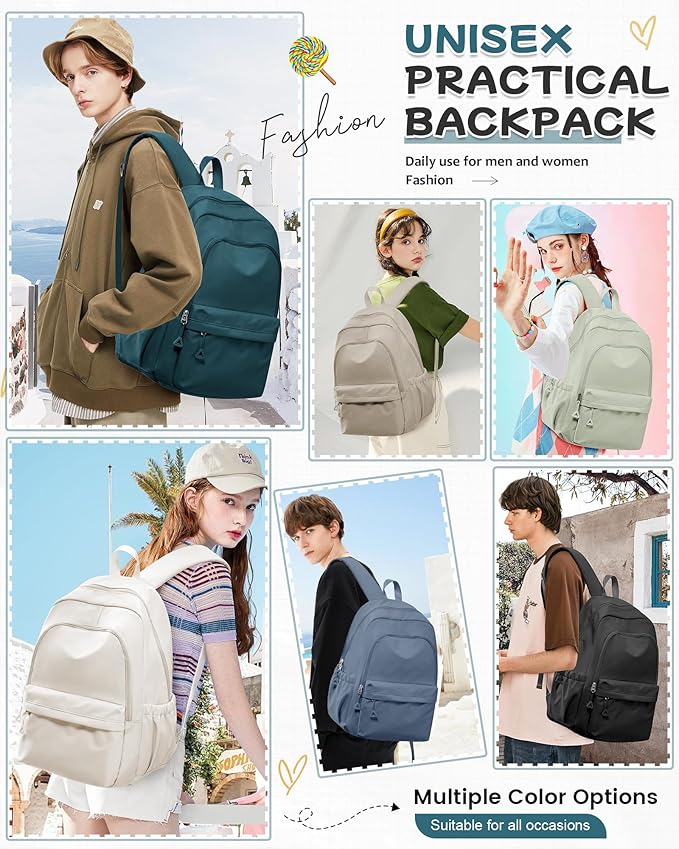 BJLFS Blue Backpack for School Women Girls, Waterproof Bookbag Cute High School Backpack for Men Teen Boys, Lightweight Travel College Backpacks Mochilas Escolares para Casual Daypack Rucksack