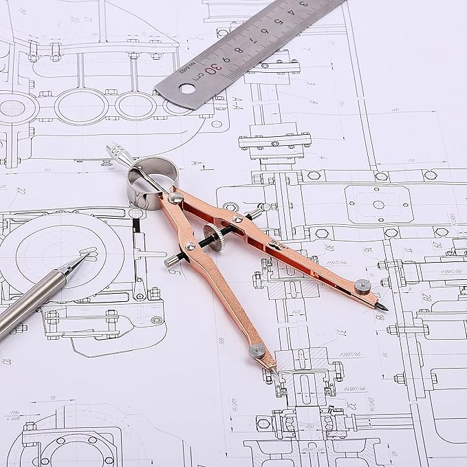 Mr. Pen- Professional Compass for Geometry, Extra Lead, Metal Compass Drawing Tool for Students, Drafting and Engineering, Technical Drawings, Circles and Geometry Projects