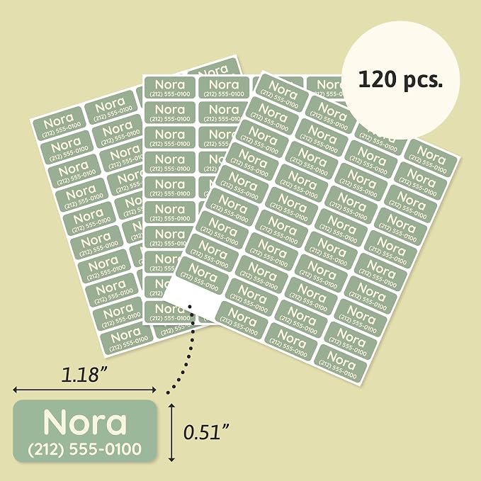 TeddyLabels - Clothing Labels for Nursing Home (120) – Self-Adhesive Name Tags for Clothes and Personal Items. Personalized Labels for Daycare, Nursing Homes, and Laundry Use - Green