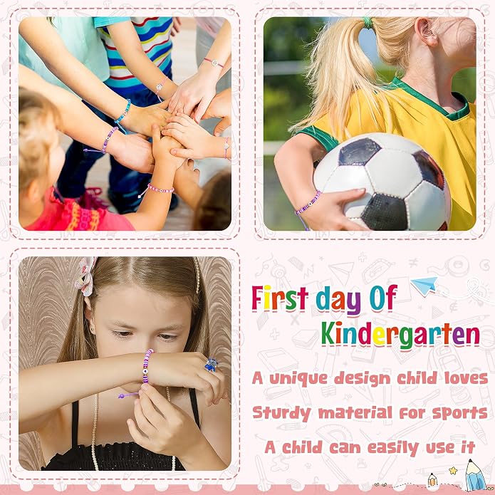Back to School Supplies, First Day of Kindergarten Bracelet, Back to School Bracelet Mommy and Me, Prek Matching Wish Bracelets Set, Adjustable Bracelet for Boys Girls Gifts Stuff Bulk