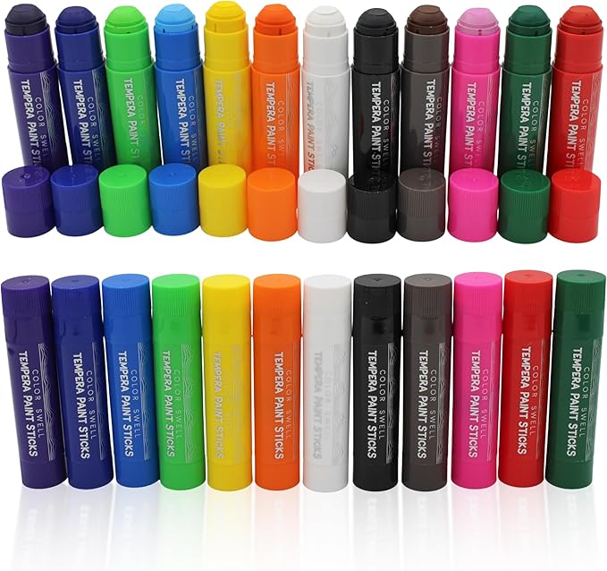 Color Swell Bulk Paint Sticks 144 Count - 12 Packs with 12 Colors Each - Perfect for Kids, Classrooms, Parties, Students, Donations, Party Favors - Bulk Paint Sticks