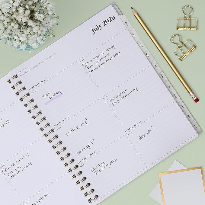 Blue Sky The Everygirl 2026-2027 Weekly and Monthly Academic Year Planner Calendar, July 2026 - June 2027, 8.5" x 11", Flexible Cover, Wirebound, Laminated Tabs, Storage Pocket, Includes Stickers, Stratford Coastal
