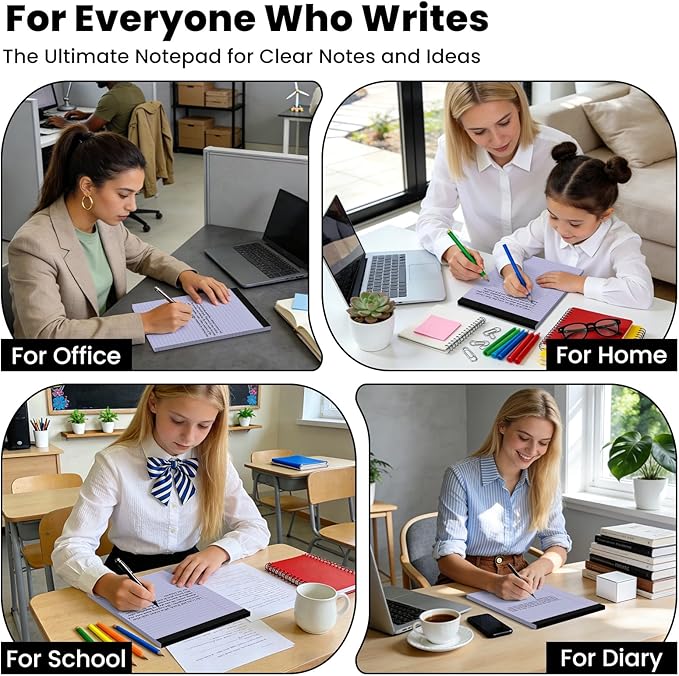 3pcs Legal Pads 8.5 x 11,Notepads 8.5 x 11 Inch, 30 Sheets/Pack, Purple Note Pads Clear Print Writing Pads of Paper, Perforate Wide Ruled Lined with Sturdy Back for Office, Business & School Supplies