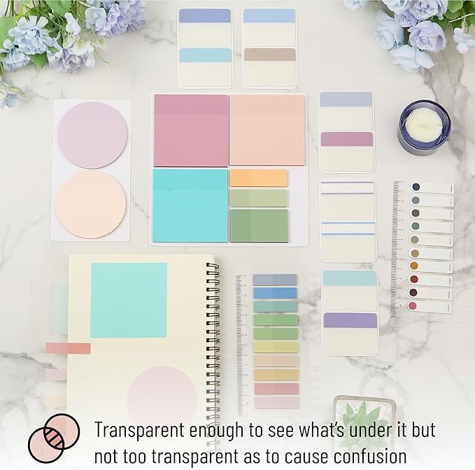 Mr. Pen- Transparent Sticky Notes Set, 1000 Sheets, Transparent Sticky Notes Tabs with Marker Pen for Bible Study, Office, School, Planning, Journaling & Organization