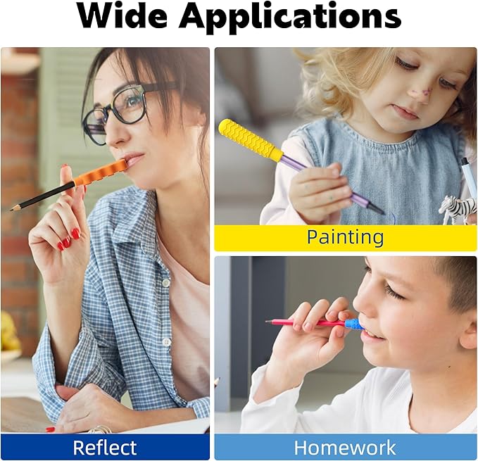 5-Pack Chewable Pencil Toppers for Sensory Kids,Silicone Pencil Top Covers for Autism, ADHD,SPD or Special Oral Motor Needs,Chewing Stim Tools Fidget Aid Focus for Student,Boys and Girls
