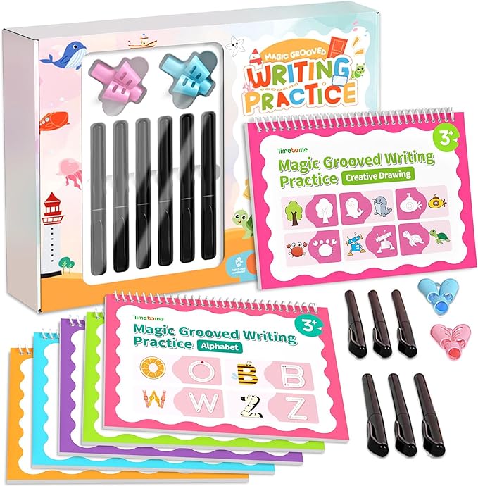 Large Magic Grooved Writing Practice for Kids 3-5, Grooved Writing Books Ages 6-8, Magic Book Handwriting Practice for Kids 5-7, Preschool Workbook Tracing Books for Boys & Girls