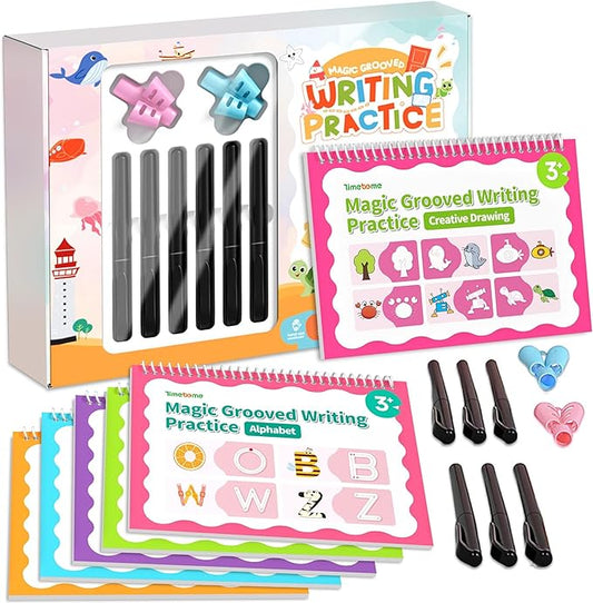 Large Magic Grooved Writing Practice for Kids 3-5, Grooved Writing Books Ages 6-8, Magic Book Handwriting Practice for Kids 5-7, Preschool Workbook Tracing Books for Boys & Girls