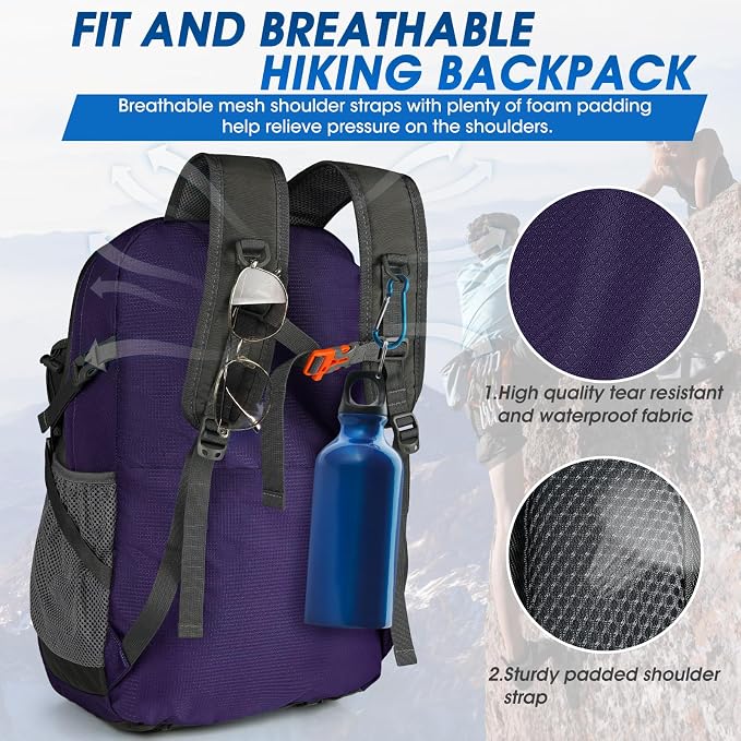 IGOLUMON Hiking Backpack 40L Packable Lightweight Camping Daypack Men Women | Multi-compartment storage Water-resistant Foldable Nylon Material Hiking Day pack for Camping Cycling Outdoor