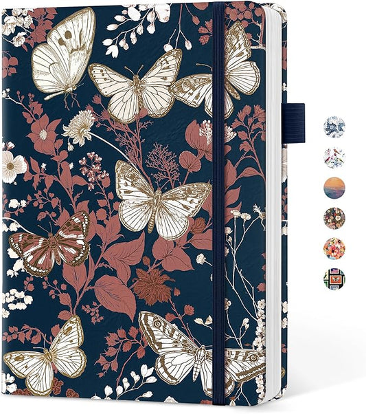 Taja Pretty Lined Journal for Women, Aesthetic Cute Hardcover Leather Journal for Writing, A5 College Ruled Notebook for Work & Note Taking, Perfect for Office School Home, 160 Pages, Golden Flutter