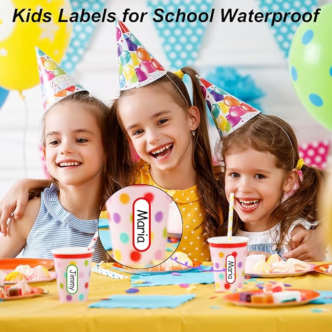 128 Pcs Waterproof Daycare Labels – Reusable Baby Bottle Name Labels, Kids School Name Stickers for Lunch Boxes, Water Bottles & Supplies