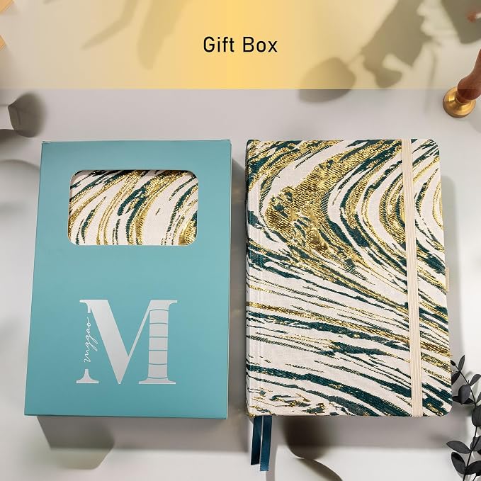 MGGAO Dotted Journal Notebook, A5 Fabric Journal for Women Men