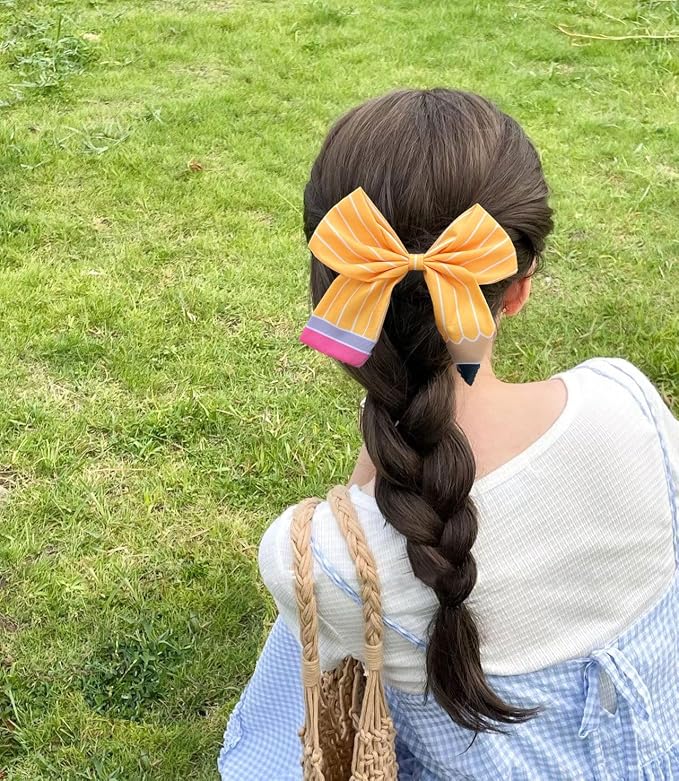 First Day of School Outfits for Girls,Back to School Supplies Stuff,Pencil Hair Clips Hair Bow Hair Accessories for Teen,Hair Clips Pencil Bows Uniform for Student