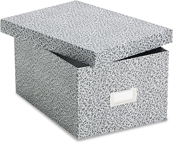 Oxford 40590 Reinforced Board Card File, Lift-Off Cover, Holds 1,200 5 x 8 Cards, Black/White