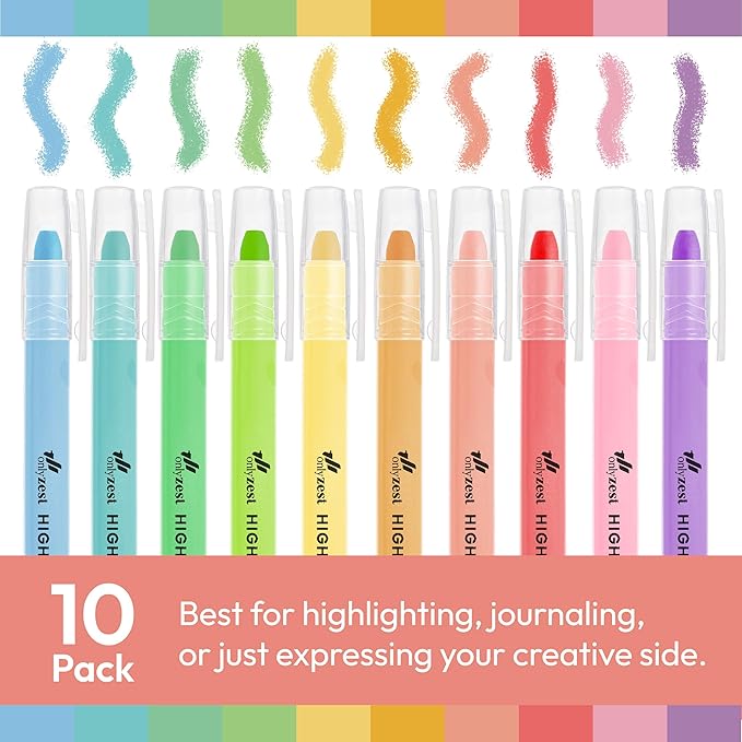 10 Pack Bible Safe Highlighters - Sorbet Color, Wax Highlighters No Bleed, Scripture Markers for Journaling, Study Accessories and School Supplies