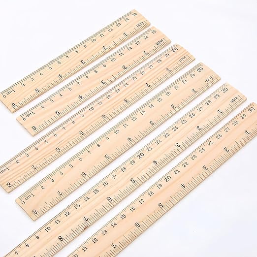 Wooden Ruler Rulers Bulk Wood Measuring Ruler for Students Office School Supplies，Wood Ruler for School, Classroom, Home, and Office (Medium Size, 6)
