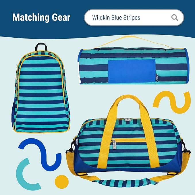 Wildkin Kids Insulated Lunch Box, Keeps Food Hot or Cold, BPA-Free with Mesh Pockets & Easy-Clean Lining – Ideal for School, Travel & Daycare – Blue Stripes