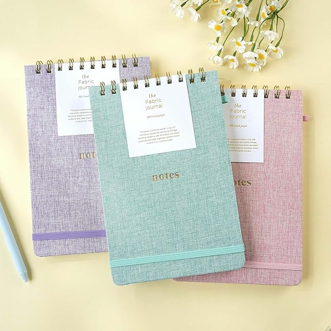 A5 Lined Journal Notebook – Hardcover Fabric Cover 160 Pages 100 GSM Thick Paper With Elastic Band & Pen Holder College Ruled Writing Notebooks for Work School Travel (1pack-Mint Blue-style C)