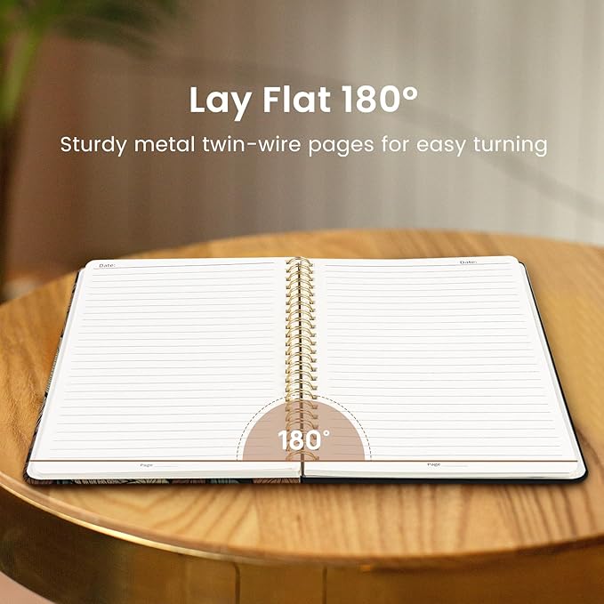 Taja Lined Spiral Journal Notebook for Women, A5 Cute College Ruled Hardcover Notebook for Work & Note Taking, Pretty Journal for Writing, 140 Pages, Rustic Foliage