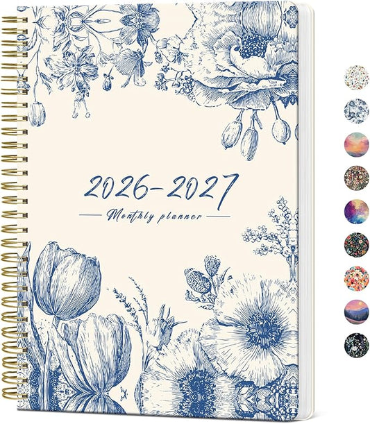 Monthly Planner 2026-2027, Aesthetic 2 Year Months Planner Calendar, 24-Months from January 2026 - December 2027, 26-27 Monthly Calendar Planner, Perfect for School Office Home, 7" x 10" - Blue Elegance