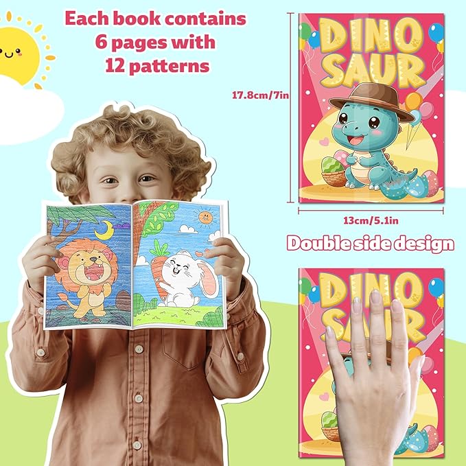 Kalysky 24 Pack Mini Coloring Books for Kids Ages 4-8 (7 * 5.1in), Party Favors Bulk Coloring Books for Toddlers 1-3, 288 Different Illustrations, Birthday Goodie Bags Stuffers for Boys Girls