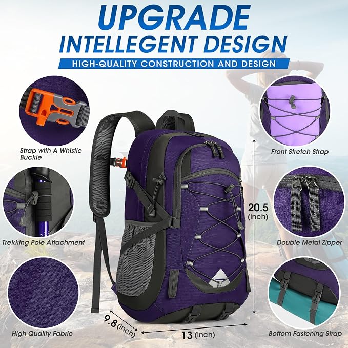 IGOLUMON Hiking Backpack 40L Packable Lightweight Camping Daypack Men Women | Multi-compartment storage Water-resistant Foldable Nylon Material Hiking Day pack for Camping Cycling Outdoor
