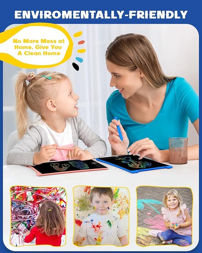 bravokids 2 Pack LCD Writing Tablet for Kids,10 inch Colorful Doodle Board Drawing Pad for Kids, Travel Toy Activity Game, Birthday Gifts for 3 4 5 6 Year Old Boys and Girls Toddlers