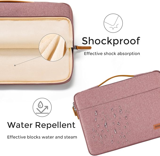 DOMISO Laptop Case Sleeve Protective Cover Compatible with MacBook Air 13 M4 M3 M2,MacBook Pro M2 M1,iPad Air/Pro,13 inch Dell,Lenovo, HP,Asus,Waterproof Computer Cases Bag with Handle,Pink