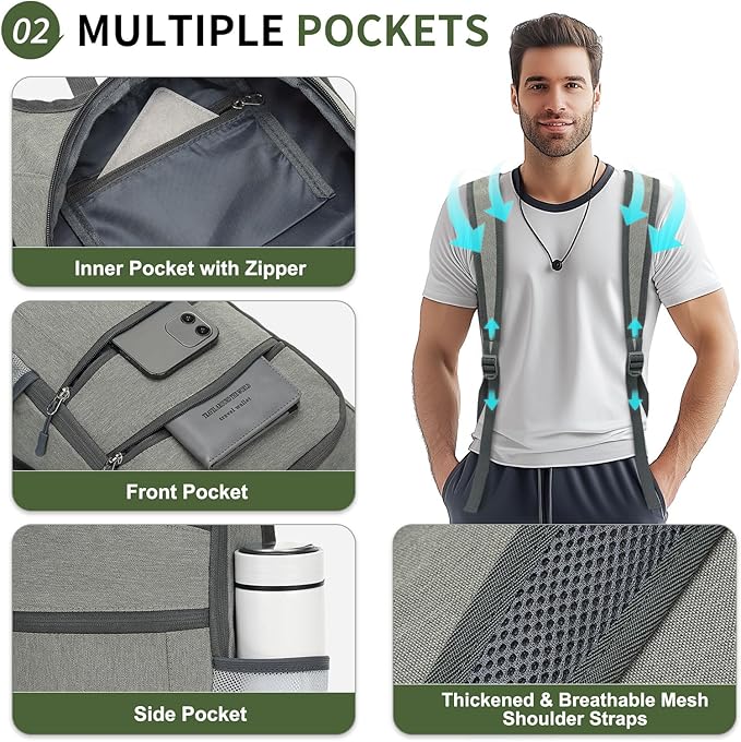 20L Lightweight Hiking Daypack, Foldable Travel Packable Backpack for Men Women for Cycling Camping Outdoor (Gray)