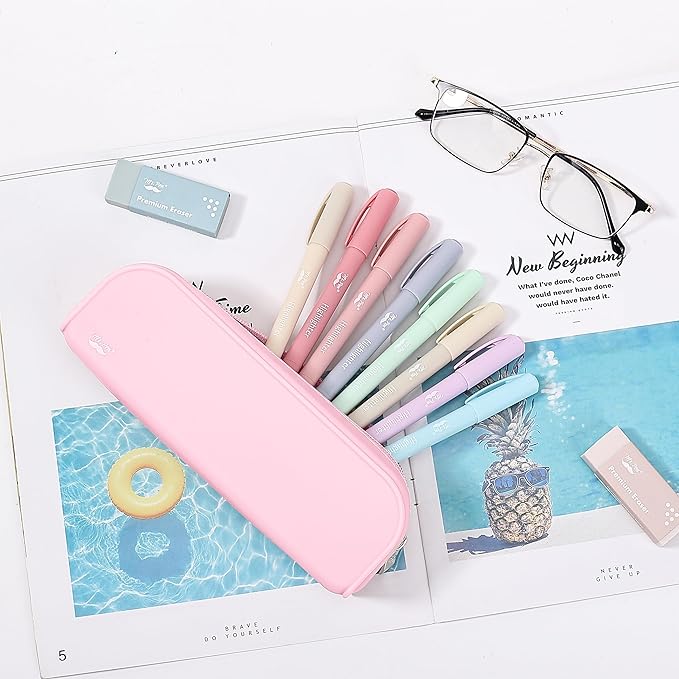 Mr. Pen- Silicone Pencil Case, Aesthetic Pencil Bag for Women, Makeup Pouch, Multifunctional Pouch for Stationery, Cosmetics and Electrical Goods Storage