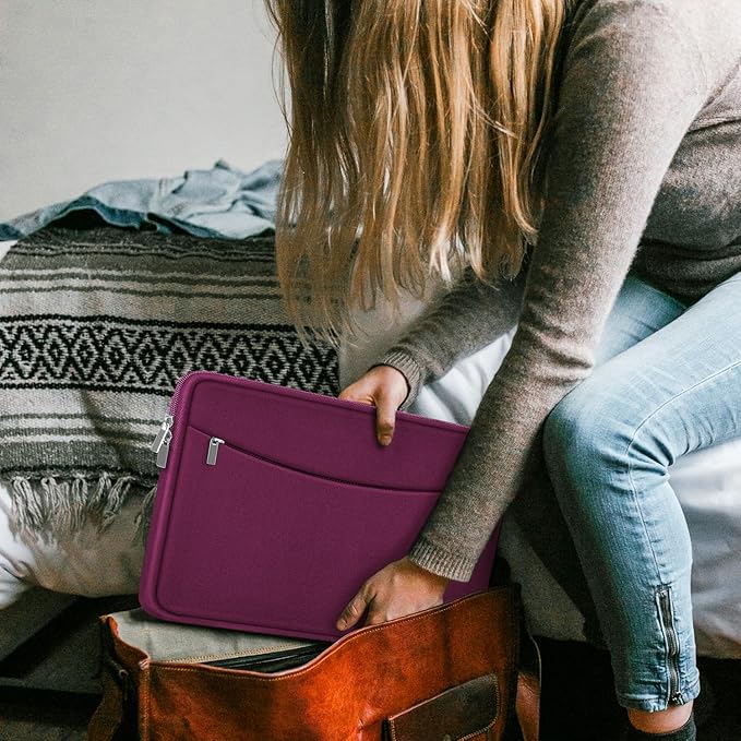 Laptop Sleeve Bag 14 inch, Shockproof Protective Laptop Cover Carrying Computer Bag with Accessory Pocket Portable Computer Case for 14" MacBook, HP, Dell, Lenovo, Acer, Rose Red