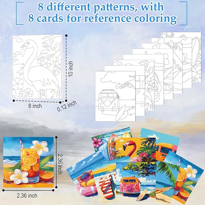 Cholemy 36 Pcs Paint and Sip Kit for Adults 8''x10'' Pre Drawn Canvas for Painting DIY Afro Acrylic Painting Kit Wood Easel Brushes Date Night Bulk for Father's Day Party Gifts(Hawaii)