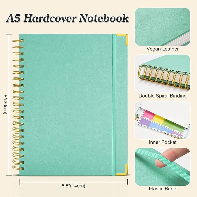 Bullet Dotted Journal Notebook, 300 Pages Leather Notebooks with Contens