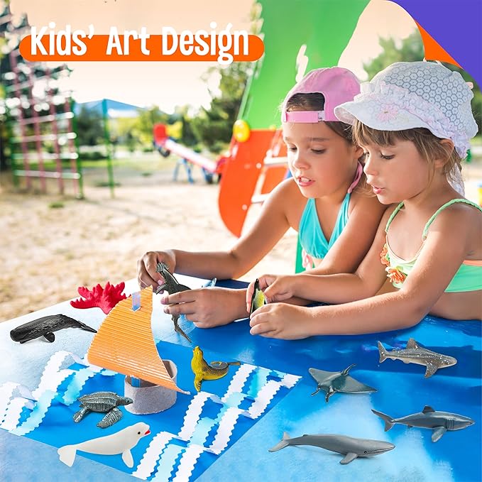 12 Marine Animal Figurines for Kids, Plastic Animal Toys Tiny Portable Sea Creature Figures Playset Montessori Toy Educational Game for Homeschool Preschool Toddler Kids