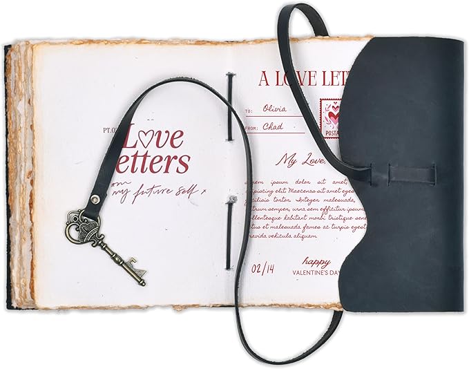 LEATHER VILLAGE Vintage Leather Journal – 200 Handmade Vintage Deckle Edge Paper – Leather bound Journal For Women Men – Vintage Key Closure - Book of Shadows - Blue - 6X4 inches (A6)