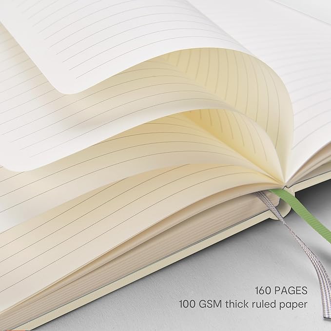 &And Per Se Lined Hardcover Notebook – A5 5.7"x8" College Ruled, 160 Pages, 100gsm Thick Paper – Aesthetic Journal for Women, Gift-Ready Planner, Everyday Writing Notebook (Botanical Floral)