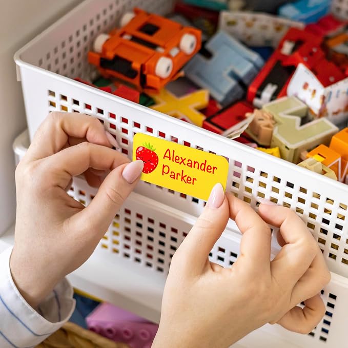 Personalized Waterproof Name Labels for Kids | Optional Packs 50, 150, 230 Labels | Custom Name Stickers for Kids' Clothing Tag, Water Bottle, Lunch Box, Customize Kid Name Label for Daycare Fruits