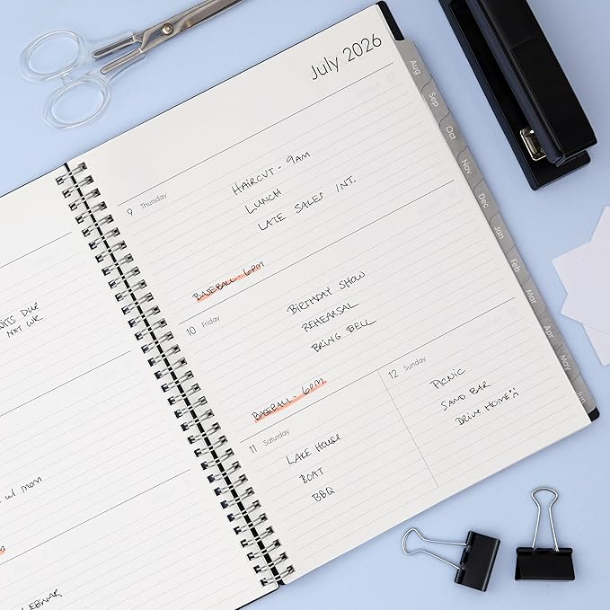 Blue Sky Weekly and Monthly Academic Year Planner Calendar, July - June, 8" x 10.875", Flexible Cover, Wirebound, Laminated Tabs, Pound (Dainian- 2026/2027, 8" x 10.875")