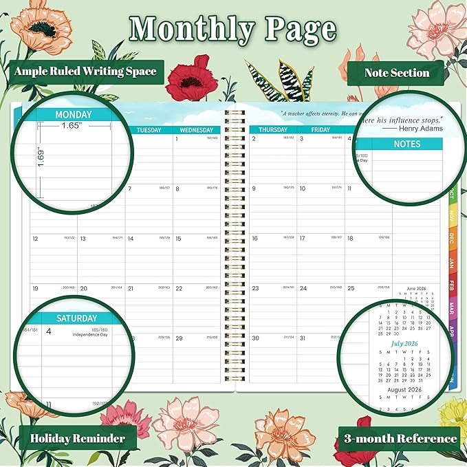 Teacher Planner 2026-2027 - Lesson Planner from Jul. 2026 - Jun. 2027, 8.5'' x 11'', Lesson Plan Book, Weekly and Monthly Homeschool Planner, Academic Planner 2026-2027 with Inspirational Quotes